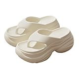 Avilego (アビレゴ) 快適 ビーチサンダル レディース 軽量 厚手 ソール スリッパ 滑り止め シャワー バスルーム ビーチ スライドサンダル 2025、オフホワイト、7.5~8 レディース/5.5~6.5 メンズ, オフホワイト, 38/39 EU