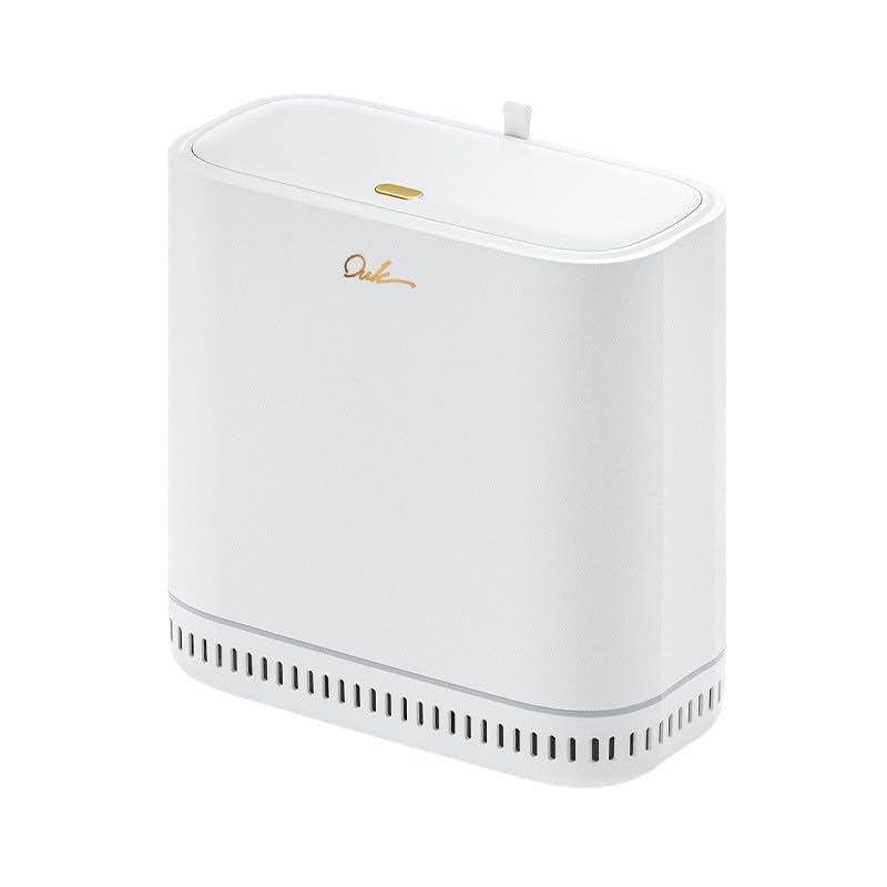 Chiziyixin Bathroom Bin with Press Top Lid, Slim Bedroom Bin with Inner Bucket, Plastic Trash Can for Bathroom, Bedroom, Office, Living Room, Odour Control, Dog Proof, Hidden Bag Design (White)