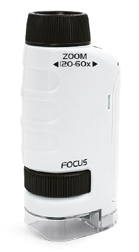 Mini-LED-Mikroskop für Kinder: Tragbares Taschenmikroskop mit 60–120x Zoom und LED-Licht, inkl. Schlaufenband, ideales Entdecker-Geschenk für Jungen und Mädchen in Geschenkverpackung