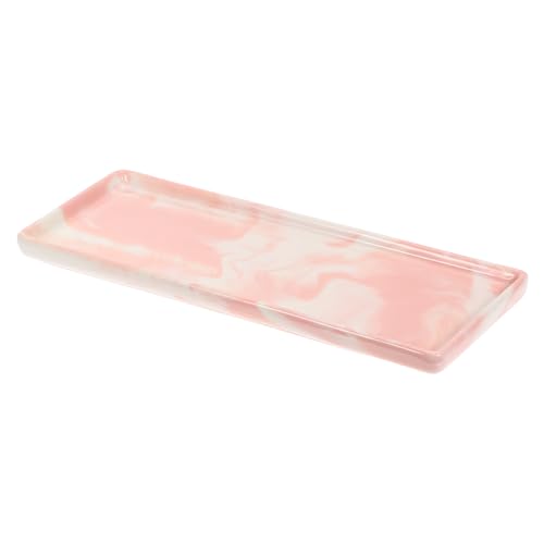 Bandeja de jabón de bañera inastillable, organizador de cerámica rectangular efecto mármol 2