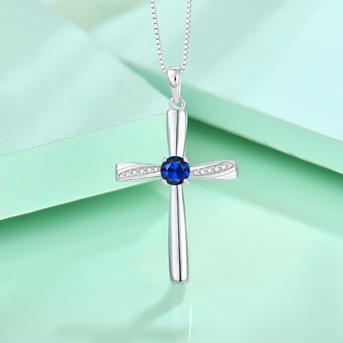Cross Necklace 925 Sterling Silver Birthstone Pendant Stylish Minimalist Necklace Religious Jewelry Gifts for Women4