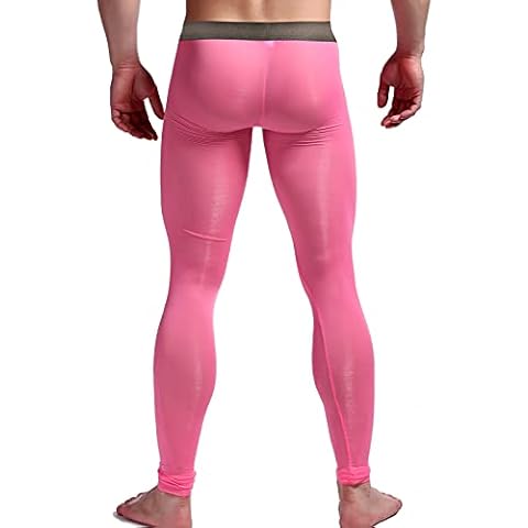 Men's Compression Trousers Basic Layer Running Tights Jogging Gym Sports Fitness Pants (Pink, L) Cover