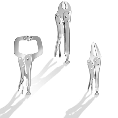 3-Piece Vice Grips Pliers Set, Locking Heavy Duty Pliers Tool Set with 6