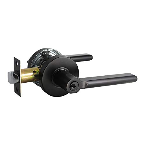 KNOBWELL 3 Pack Interior Bedroom Entrance Door Lever Handle Door Knobs One Keyway Entry Keyed Alike Same Key Door Lock Lockset in Matte Black Heavy Duty Door Lever