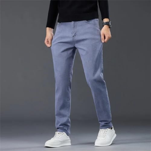 Men's Business Jeans Soft Stretch Denim Pants Classic Straight Casual Trousers Light Luxury Loose Fit3