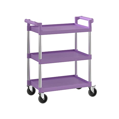 Krollen Industrial Purple Utility/Bussing Cart with Three Shelves - 32