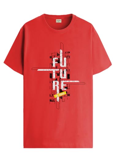 Image of ADRO Men's Graphic Printed 100% Cotton T-Shirt - Regular Fit, Printed T-Shirts for Men