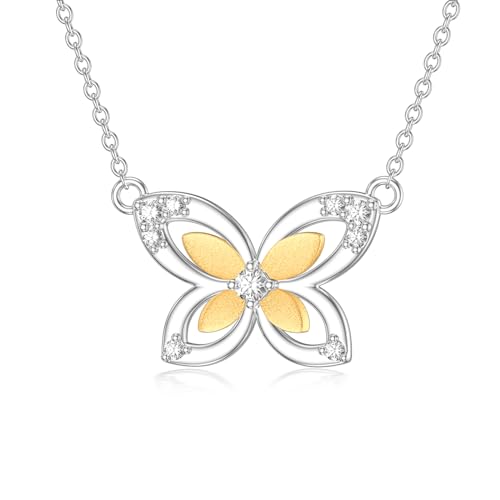 Diamond Butterfly Necklace for Women 925 Sterling Silver Butterfly Jewelry Gifts for Mom Wife Girlfriend Daughter Sister Friend