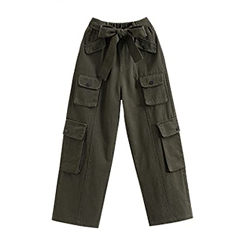 Kids Children Girls Boy Cargo Pant Bandage Streetwear Straight Leg Pant Casual Jogger Sweatpants for 4~10T