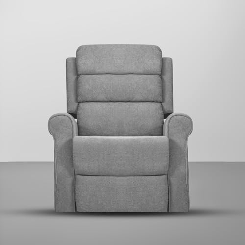 Image of Comfy Fabric 1 Seater Recliner Sofa, Premium Upholstery with Soft Padding & Comfortable Cushions, Manual Recliner Chair for Home & Living Room | Grey