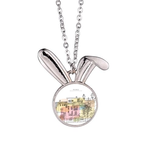 Collier lapin coloré peinture de France pendentif chaîne bijoux fantaisie femme