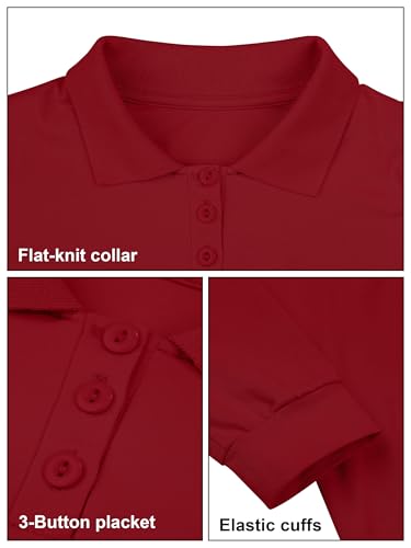 Cooraby 4 Pack Boys' Long-Sleeve Pique Polo Shirt Winter Soft Casual Polo Shirt School Uniform for Kids2