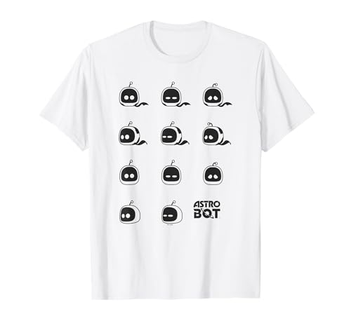 Astro Bot Character Faces Grid Fun Video Game T-Shirt