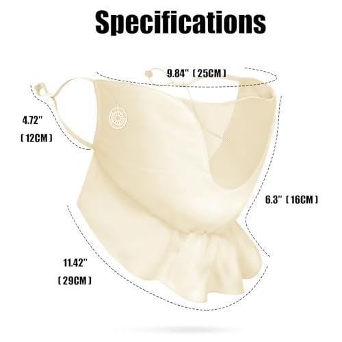 UPF 50+ Face Cover for Sun Protective Breathable Cooling UV Protection Half Face Scarf Cover Mask for Summer Outdoor Activities (Beige)