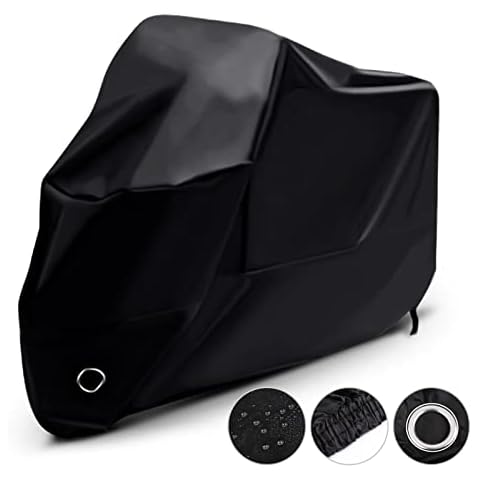 LIHAO Waterproof Motorcycle Cover Shelter Rain UV All Weather Protection 190T Cover