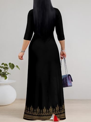 Image of Women's 3 /4 Sleeve Maxi Dress with Pockets