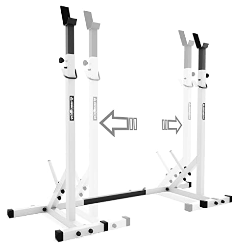 GoldFitness GF1 stand 94-160 cm, GF2 shelf 57-90 cm or GF1+GF2 barbell and dumbbell set, gym, hauteur et espacement reglables, stands avec pieds en caoutchouc, accessoires assemblage, acier