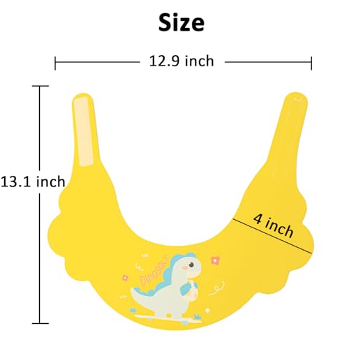 Image of Baby Shower Cap Shield, Soft Adjustable Kids Bath Visor Hat Shampoo Washing Hair Protection Cartoon for Toddler children (Yellow Dinosaur)