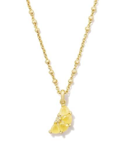Kendra Scott Lemon Short Pendant Necklace, 14K Gold-Plated Brass, Fashion Jewelry for Women, Yellow Opalite Glass
