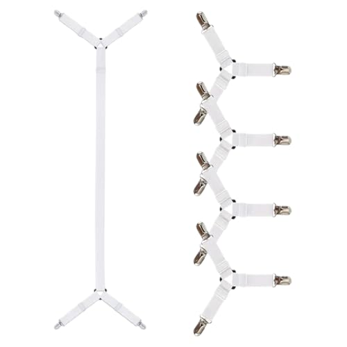5 Piezas Sujetadores para Sábanas, Sujetadores de Hojas, Ajustables Elásticos Correas Cama Clips para Sábanas o Sofás