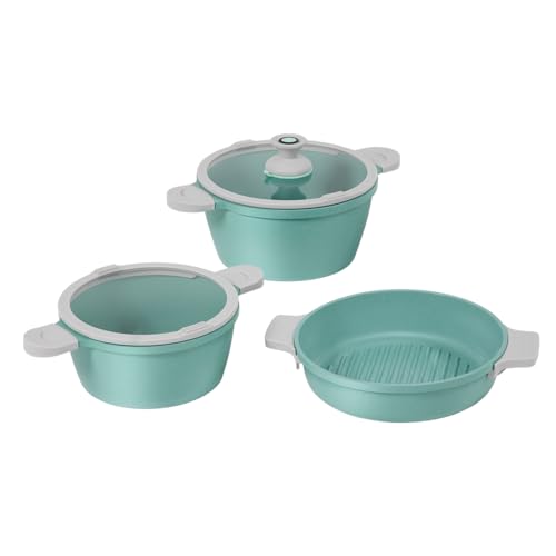 Baterías De Cocina, Kitchen JADECOOK Bateria De Cocina Jade Pop 5 Piezas + Pomo Removible 6 Capas de Recubrimiento Antiadherente Resistente Diseño Ergonomico Ahorra Espacio Baterias de...