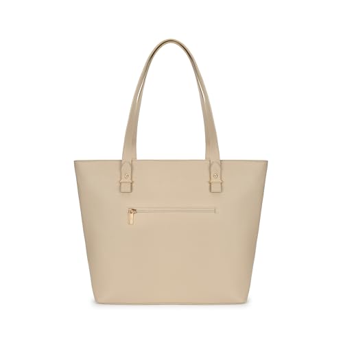 Image of Fastrack PowerCarry Tote for Women, Semi-PU Faux Leather Tote with Zip Closure and Comfy Strap, Spacious 15.12L Handbag for Office, College, or Casual Outfits, Large Tote Bag for Women