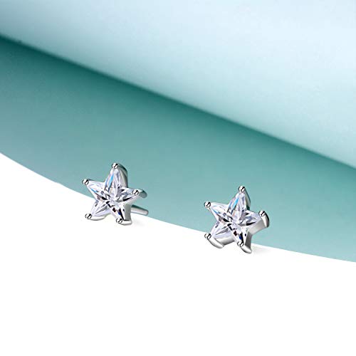 POPLYKE Sterling Silver Star Stud Earring with Birthstone For Women Star Simple Jewelry Gifts for Women4