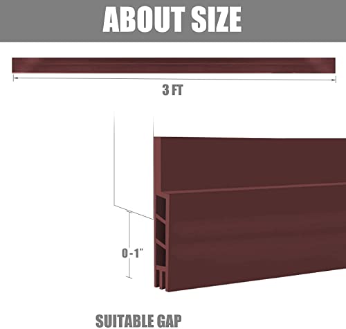 Suptikes 2 Pack Door Draft Stopper, Exterior & Interior Door Seal, 1.8" W x 37" L, Brown