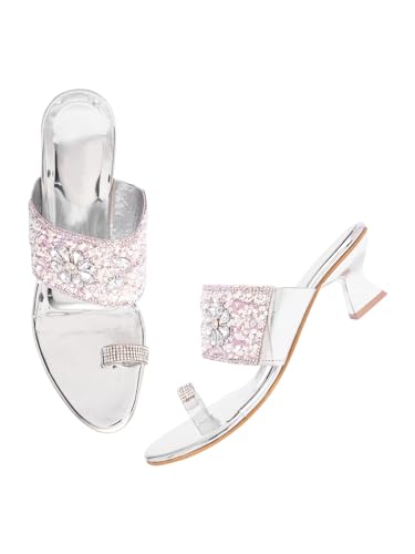 Image of TRYME Fancy Embroidery Kitten Heel Sandal Stylish Embellished Wedding Footwear Sandals For Women & Girls