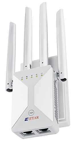 Eittar Wifi Extenders Signal Booster For Home,Wifi Range Extender And Repeater With Ethernet Port And 4 Wifi Antennas Up To 6,000 Sq.ft Coverage,Easy 1-Tap Setup-A (White) #TOP7