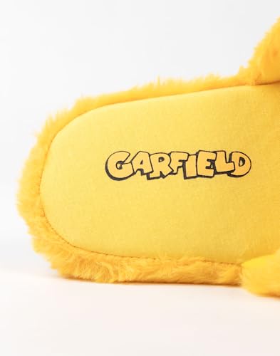 Garfield Fluffy Yellow Slippers | Unisex Animated Tabby Cat House Sliders | Soft Slip-On Footwear for Adults3