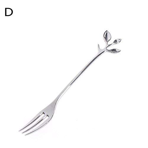 COMIART 10 Pcs Stainless Steel forks,Vintage Royal Leaf Handle Dessert Appetizer Bistro Cake Fruit forks, Party favors SILVER