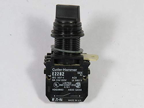 Cutler-Hammer E22XB51A Selector Switch 22mm 1NO 2-Position Black Knob