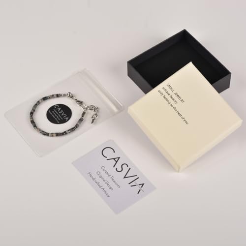 Pulsera ajustable para hombre de acero inoxidable con piedras negras miniatura 6