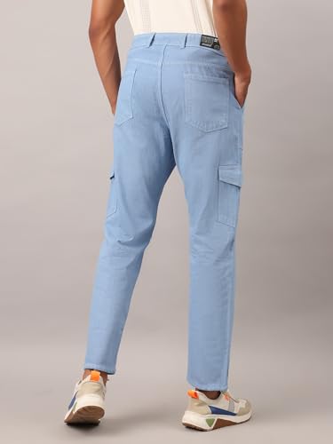 Image of AVANOVA Bell-Bottom Men Cargo Jeans II Men Cargo Pants II Denim Cargo for Men II Cotton Pant II Wide Legs II Flap Pockets II Cargo for Men (Jeans-119)