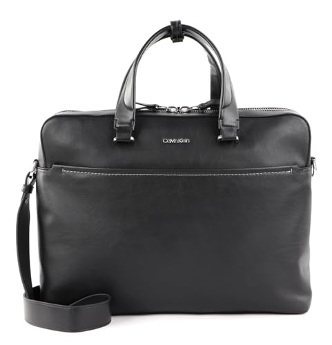 Calvin Klein Businesstasche Henkeltasche mit Laptopfach Natural Laptop Bag W/Pocket CK Black schwarz
