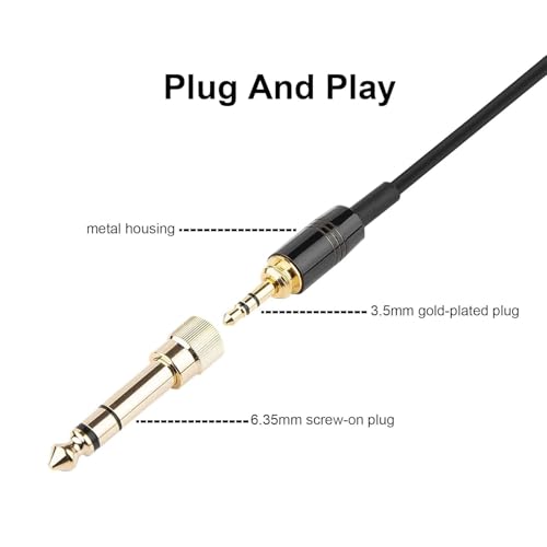Cable de audio auxiliar 4.6-13.4 FT con adaptador 6.35mm miniatura 6