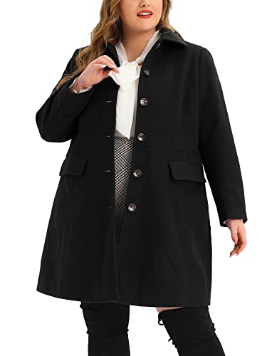 Agnes Orinda Plus Size Coat for Women Peter Pan Collar Single Breasted Winter Long Coats