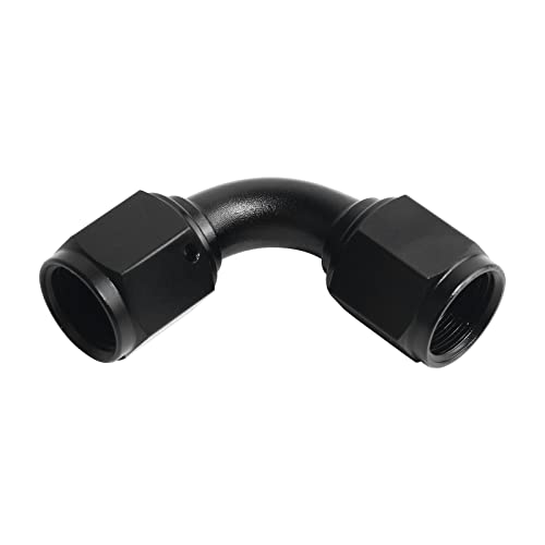 Plusutv 6An Female To 6An Female Flare 90 Degree Swivel Coupling Fuel Fitting Adapter Pipe Connector Aluminum Anodized Finish Black Automotive Fuel System Fittings #TOP1