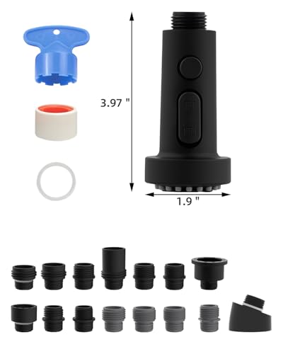 Buse de pulvérisation 3 fonctions avec 15 adaptateurs pour mitigeur rétractable