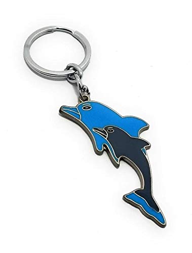 Dolphin Fish Metal Keychain (Black and Blue)