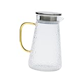 UTHCLO Glaskaraffe mit Edelstahldeckel Große Multifunktions Wasserkaraffe aus Robustem...