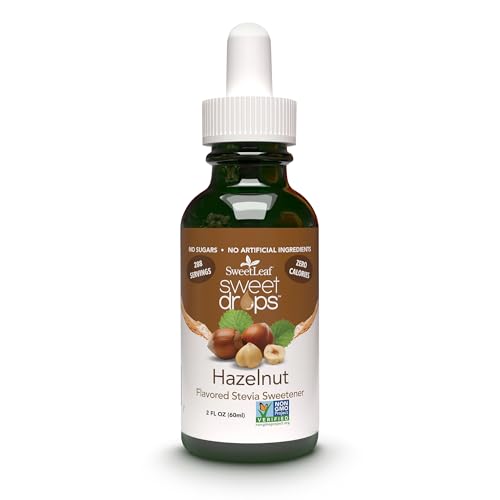 SweetLeaf Sweet Drops - Flavored Stevia Liquid Sweetener, Organic Stevia Extract, Zero Calories, Gluten Free, Keto Friendly, Non GMO, Natural Flavor, Sugar Alternative - Hazelnut, 2 Fl Oz (Pack of 1)