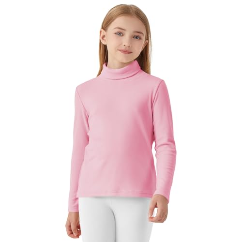 Image of Dreammonkey Girls Long Sleeve Turtleneck T-Shirt Kids Basic High Neck Casual Tee Tops | Size 4-13
