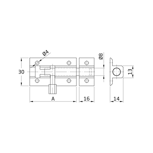 Amig - Aluminium Door Bolt, Silver, 80 mm - Image 3