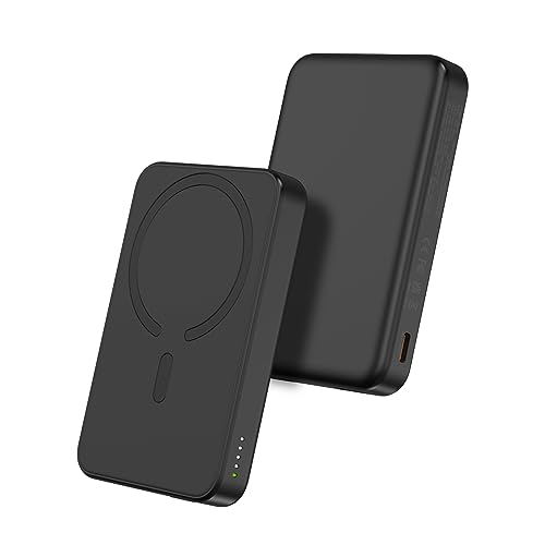 JCK Magnetic Portable Power Bank 5000mAh 22.5W for iPhone Series 15/15 Pro/15 Plus/16/16 Pro/16 Pro Max/14/14 Pro/13/13 Pro/12/12 Pro Fast Charging Power Bank with USB-C Port(Black)