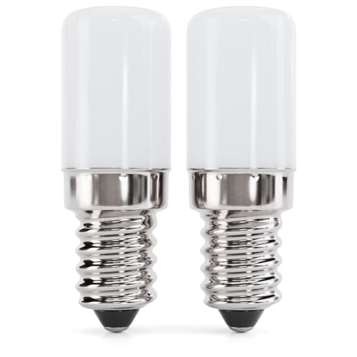 greate 2x Lampadina per Frigorifero LED E14 2W - Lampadine LED per Macchina da Cucire, Cappa, Lampada di Sale, Cristallo di Sale - Lampadina E14 LED Mini con 135 Lumen, 6000K & 25.000h di Durata