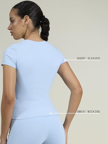 Image of CAVA Sculpt Core Top for Women | Snug Sculpted Fit, Classic Crew Neck, Short Sleeves, Minimal Branding, Everyday Activewear Tee