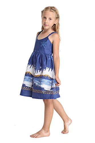 Matchable Family Hawaiian Luau Men Women Girl Boy Clothes in Diamond Head Palms Beach Navy4