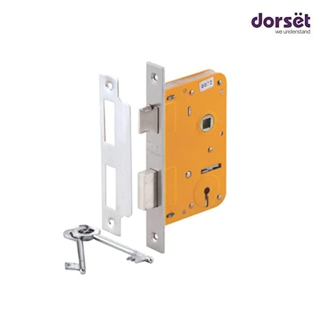 Image of Dorset OBLO Mortise Door Handle Lockset - 8 inch Lever Lock Set on Plate | Pack of 6 | Satin Chrome - HLOBLKSC